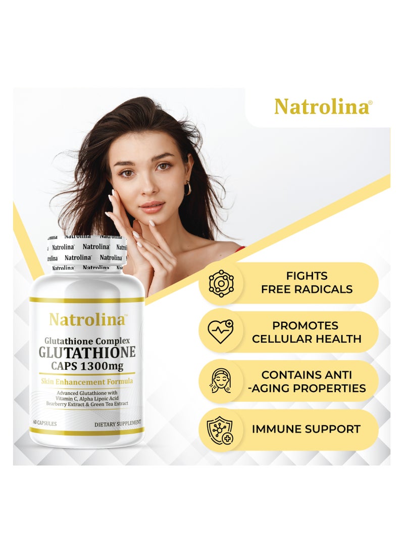Natrolina Advanced Glutathione Complex 1300mg With Vitamin C, Skin Whitening 60 Capsules  - Image 4