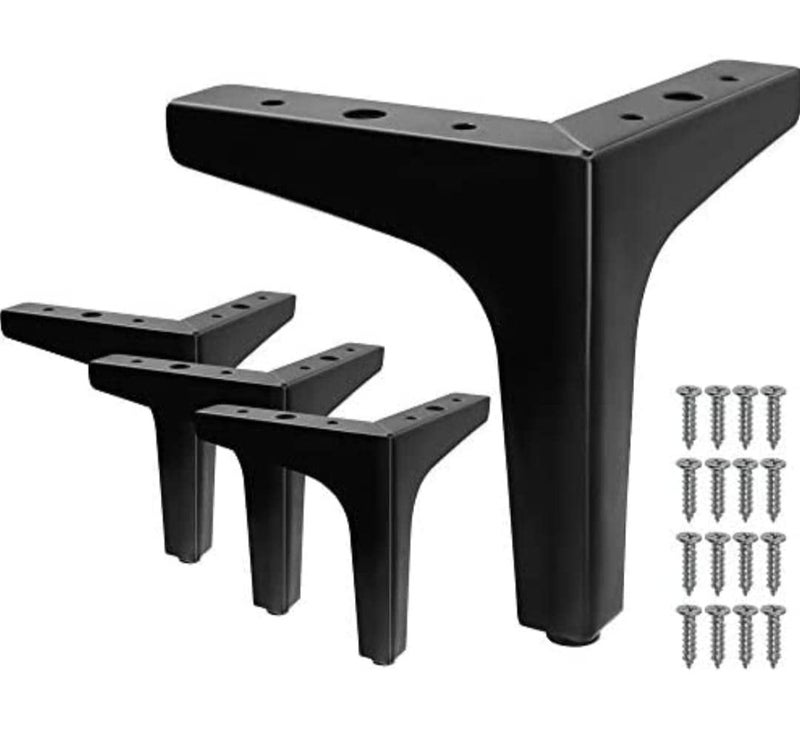 Fascination FASINATION Sofa Leg 5 Inches Matt Black Finish T Shape Set of 4 Mounting Screw IncludedBlack - Image 1
