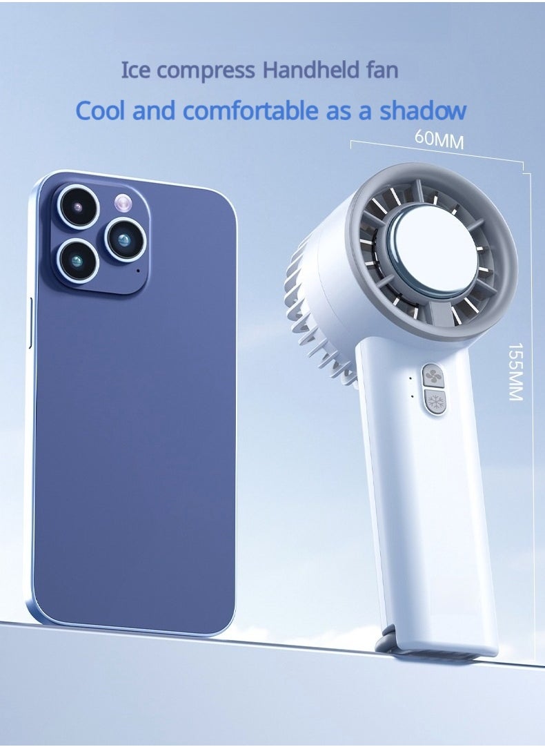 Portable Handheld Cooling Ice Fan, Adjustable Mini High Speed Cooling Fan,  USB Rechargeable Outdoor Fan, Fan Cooler With Strong Wind Speed Cooling Ice your face for Travel/Camping/Outdoor/Office