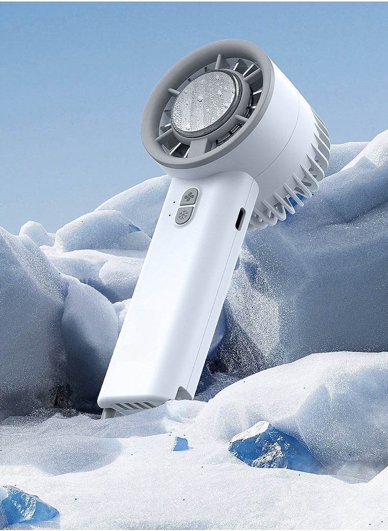 Portable Handheld Cooling Ice Fan, Adjustable Mini High Speed Cooling Fan,  USB Rechargeable Outdoor Fan, Fan Cooler With Strong Wind Speed Cooling Ice your face for Travel/Camping/Outdoor/Office