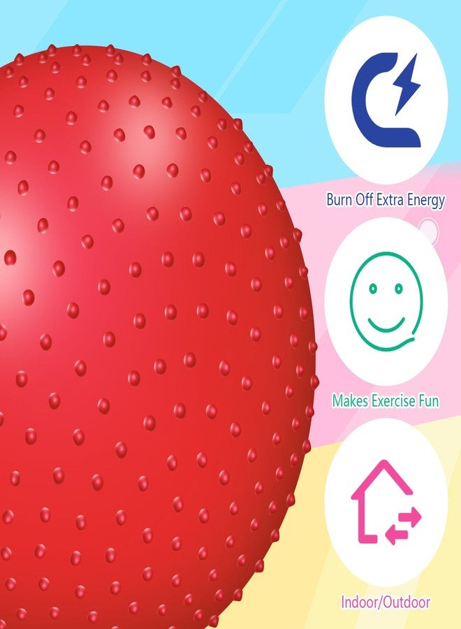 Relaxgiant Large Sensory Massage Ball Bouncy Exercise Ball with Tactile Spikes 22 inch Big Inflatable Balls with Air Pump for Girls Boys Outdoor Indoor Pool Beach (Red) - Image 2