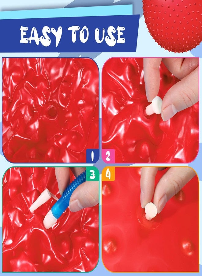 Relaxgiant Large Sensory Massage Ball Bouncy Exercise Ball with Tactile Spikes 22 inch Big Inflatable Balls with Air Pump for Girls Boys Outdoor Indoor Pool Beach (Red) - Image 4