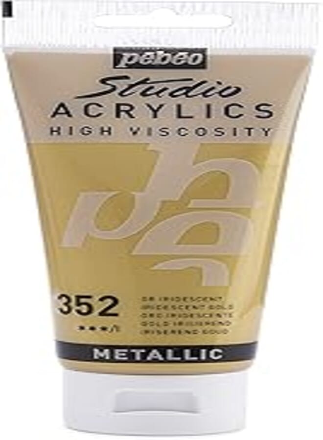 Pebeo Acrylic Paint, 100 ml Tubes, Iridescent Gold, 3 Fl Oz