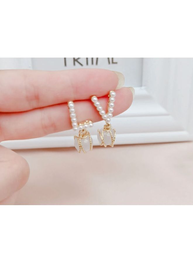 NIBEMINENT 925 Silver Needle Letter Earrings With Pearl - Image 4