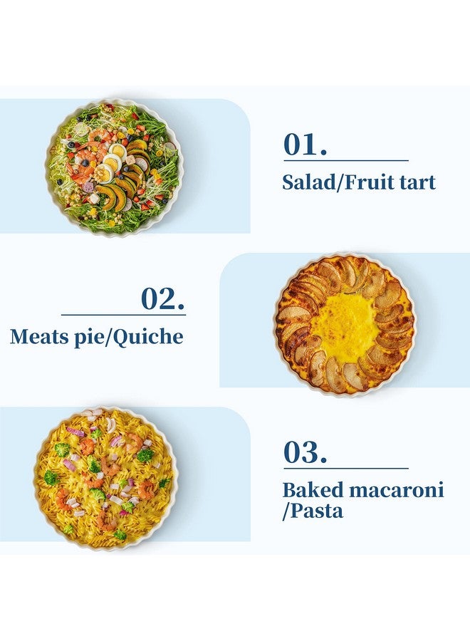 LOVECASA Porcelain Quiche Baking Dish,10 Inch Reusable Pie Pan Quiche Pan, Non-Stick Round Pie Dish, Tart Pan with Ruffled Edge,Pie Pan for Pies | Microwave,Dishwasher,and Oven Safe (White) - Image 3