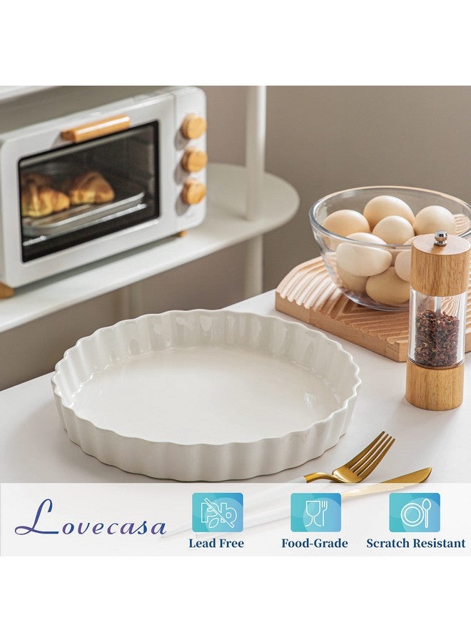 LOVECASA Porcelain Quiche Baking Dish,10 Inch Reusable Pie Pan Quiche Pan, Non-Stick Round Pie Dish, Tart Pan with Ruffled Edge,Pie Pan for Pies | Microwave,Dishwasher,and Oven Safe (White) - Image 5