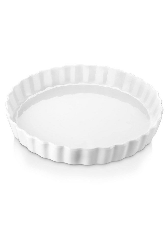 LOVECASA Porcelain Quiche Baking Dish,10 Inch Reusable Pie Pan Quiche Pan, Non-Stick Round Pie Dish, Tart Pan with Ruffled Edge,Pie Pan for Pies | Microwave,Dishwasher,and Oven Safe (White) - Image 1