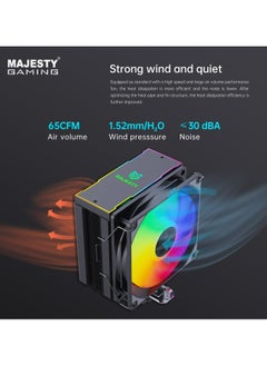 Majesty Majesty 200 TDP 5 Heat Pipes CPU Air Cooler, 120mm Fan, ARGB Lighting Synchronized with Motherboard, PWM 5V 4-pin CPU Cooler, Compatible with AMD Ryzen and Intel LGA Processors  - Image 4