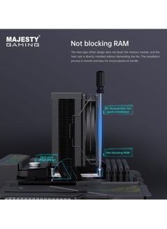 Majesty Majesty 200 TDP 5 Heat Pipes CPU Air Cooler, 120mm Fan, ARGB Lighting Synchronized with Motherboard, PWM 5V 4-pin CPU Cooler, Compatible with AMD Ryzen and Intel LGA Processors  - Image 5