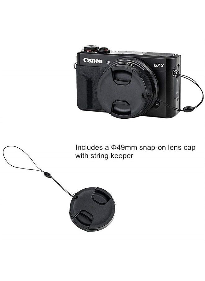JJC Dedicated Metal 49mm Thread Filter Adapter Lens Adapter for Canon PowerShot G7X III II G5X Installing UV CPL ND Filter, Includes 49mm Snap-On Lens Cap & Cap Keeper String 