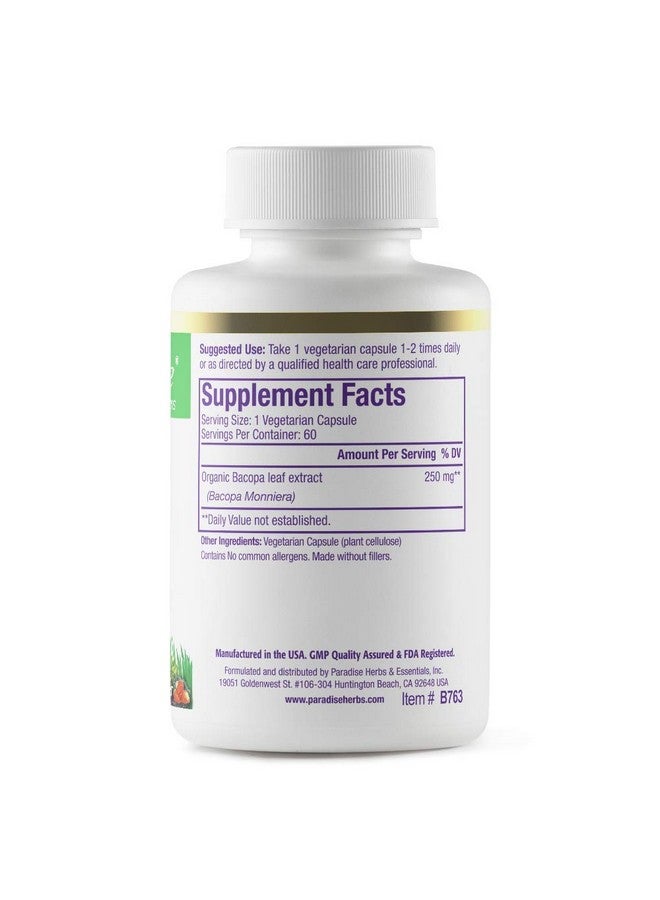 Paradise Herbs Bacopa Extract, Vegan, Non GMO, Gluten Free, 60 Capsules - Image 2