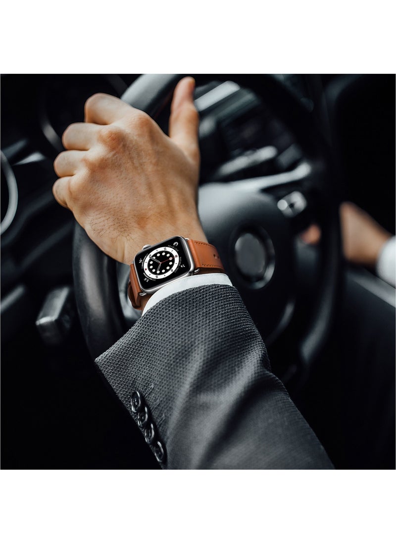 X-level - Genuine Leather Apple Watch 38mm/40mm/41mm Strap, Durable Cowhide Genuine Leather Replacement Band with Innovative Looping Pin Closure for Apple iWatch Hermès SE Series 9 8 7 6 5 4 3 2 1 - Image 1