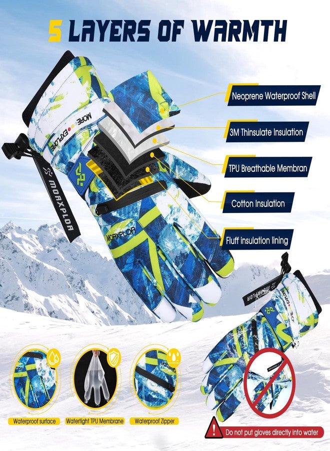 MORXPLOR Winter Ski Snow Gloves Men Women,Windproof Touchscreen Snowboard 3M Thinsulate Insulated Warm Winter Snowmobile Gloves - Image 3