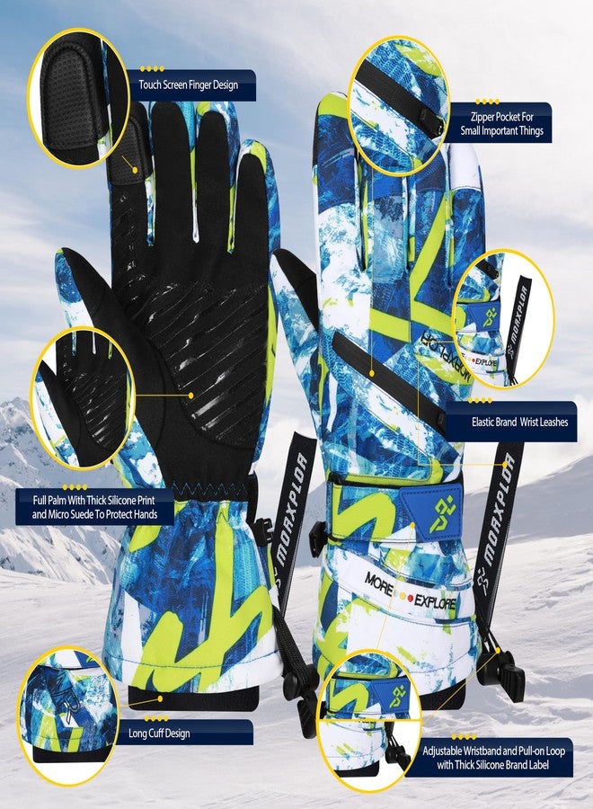 MORXPLOR Winter Ski Snow Gloves Men Women,Windproof Touchscreen Snowboard 3M Thinsulate Insulated Warm Winter Snowmobile Gloves - Image 2