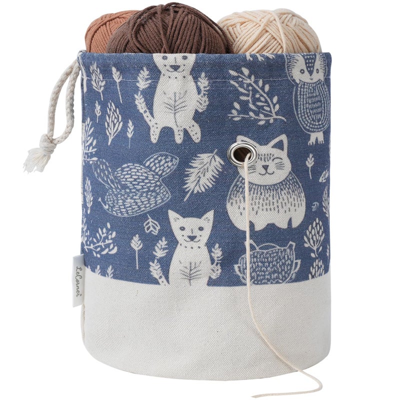 LeCorner Yarn Bag Small Crochet Bag Organizer Drawstring Yarn Storage Knitting Bags Portable Mini Yarn Holder for Crocheting Project Skein Ball Needles Accessories