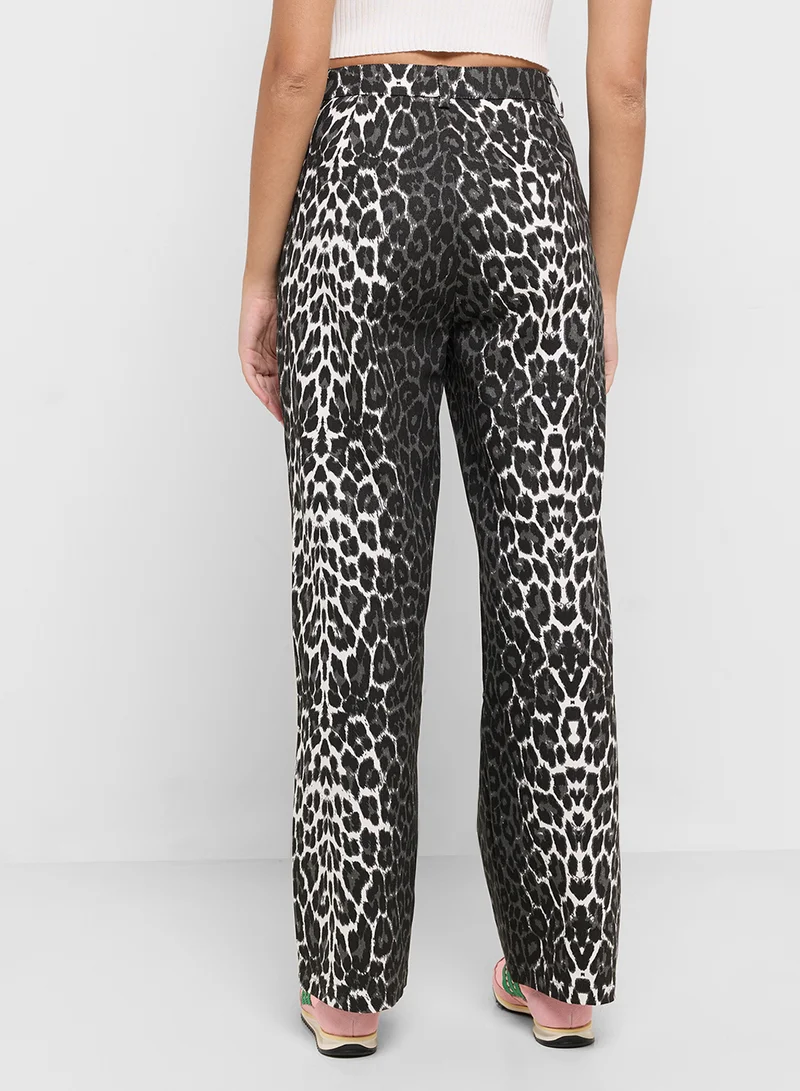 Ginger Leopard Print Straight Fit Pants