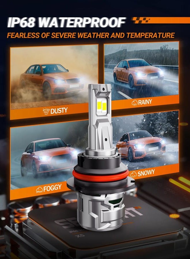 SEALIGHT 30000LM Brightness 9007 Bulb, 6500K Non-Polarity 9007 Fog Light, 60000Hrs Long Lifespan with 15000RPM Cooling Fan, Plug and Play, IP68 Waterproof, Pack of 2 - Image 4