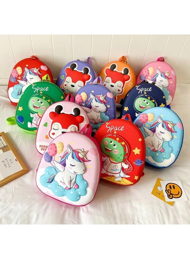 3D Children's Hard Shell Backpack Kindergarten Student Schoolbag Cartoon Cute Boy Female Baby Backpack-Color:W - Image 2