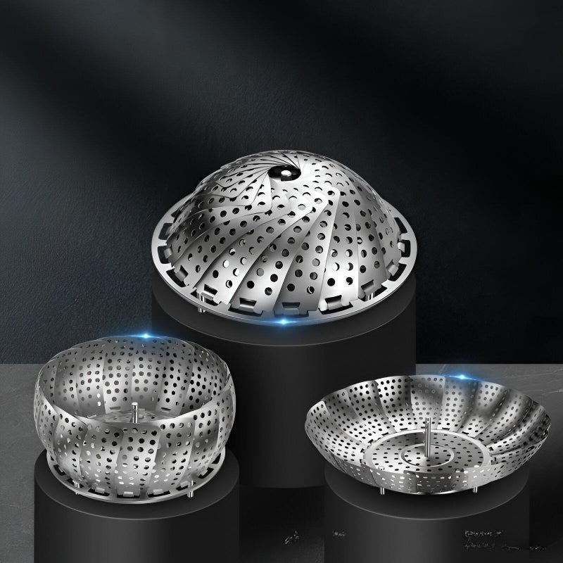 Steaming Insert - Foldable Stainless Steel Basket Ideal for Healthy Food Preparation, Fits Various Pot Sizes and Ensures Even Steam Circulation for Perfectly Cooked Meals (3pcs) - Image 1