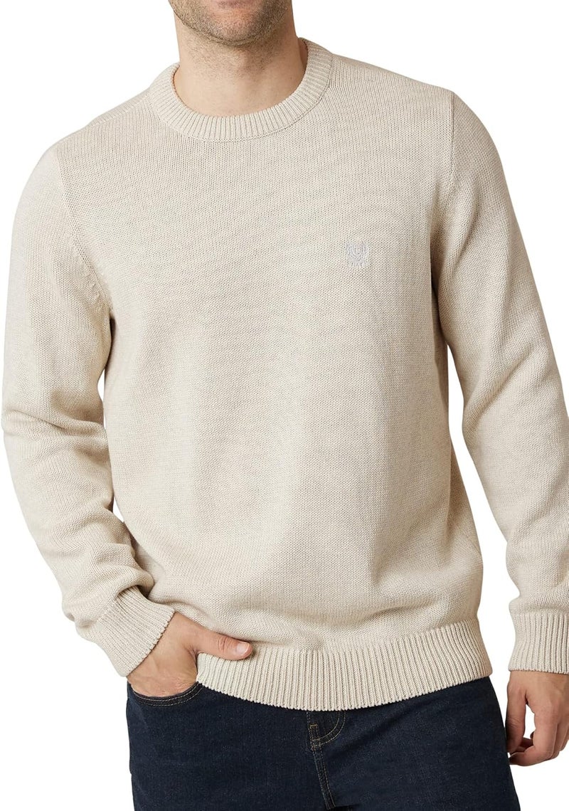 Chaps Mens Sweater  Heavyweight Classic Fit Cotton Crewneck Pullover Sweater for Men S2XL Size Medium Oatmeal Heather - Image 1