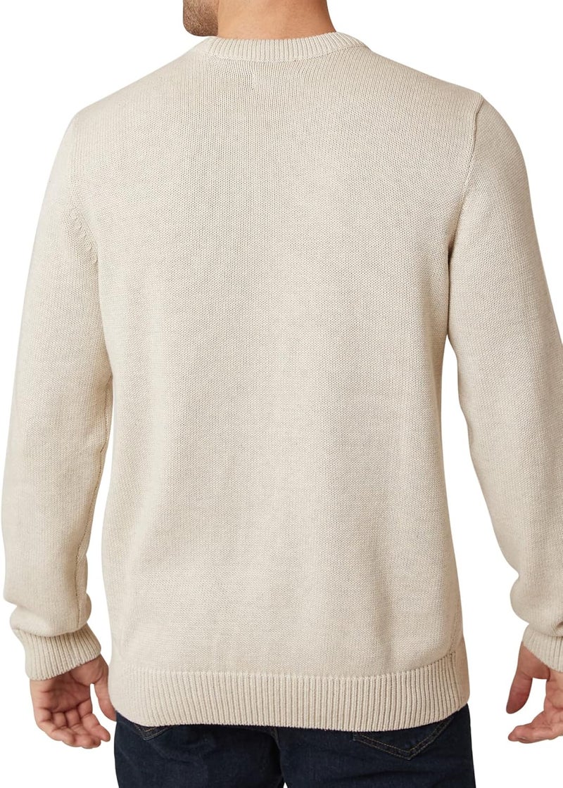 Chaps Mens Sweater  Heavyweight Classic Fit Cotton Crewneck Pullover Sweater for Men S2XL Size Medium Oatmeal Heather - Image 3