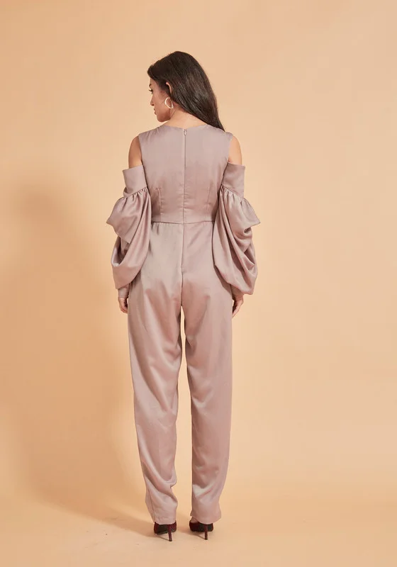 Thouq Cold Shoulder Bell Sleeve Jumpsuit