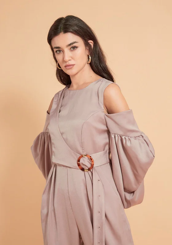 Thouq Cold Shoulder Bell Sleeve Jumpsuit