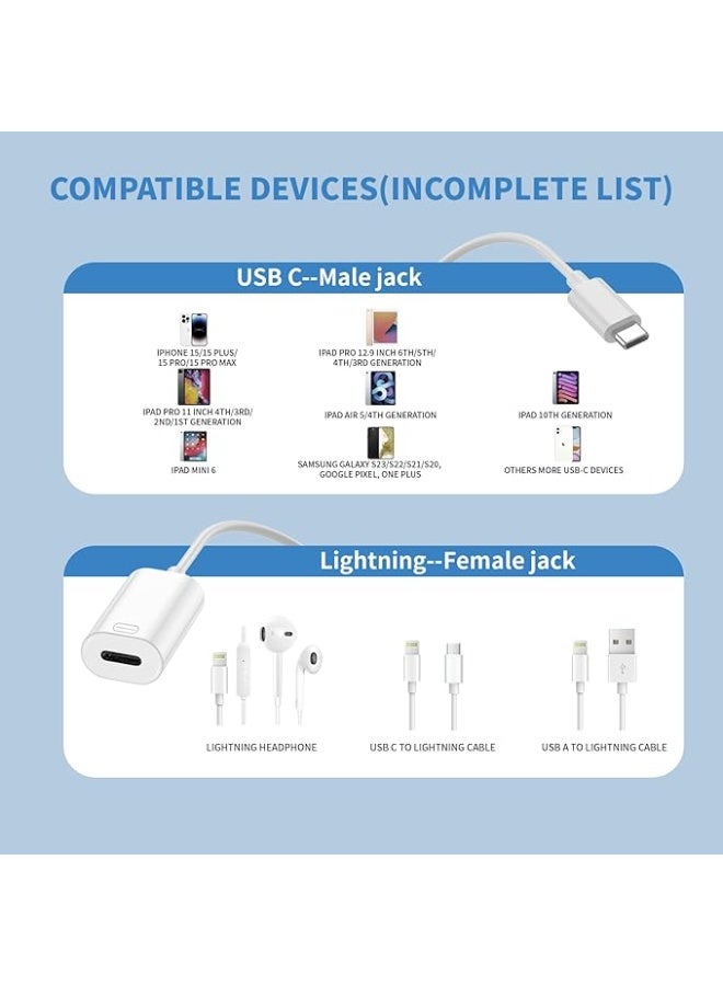 USB-C ذكر لموبايل ايفون 16 15 17  كابل شحن USB من النوع C إلى لايتننج أنثى قابل لإعادة الشحن سريع البيانات - Image 2