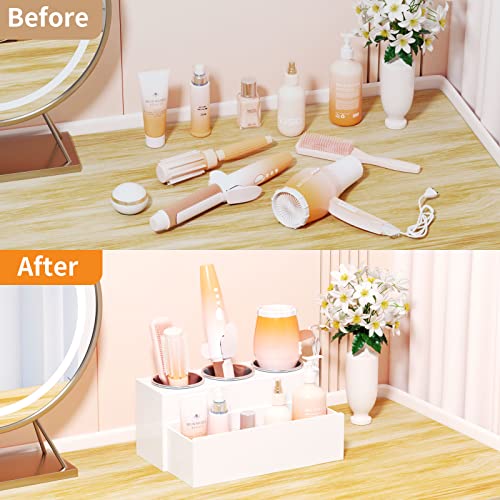 NIUBEE Hair Tool Organizer, Acrylic Hair Dryer and Styling Holder, Bathroom Countertop Blow Dryer Organizer, Vanity Storage Stand for Accessories, Makeup, Toiletries (White) - Image 5