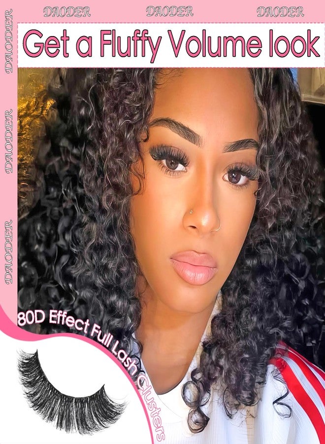 داودر مجموعة رموش عين القطة من داودر، رموش كثيفة للغاية 80D، مجموعة رموش ناعمة ورقيقة مع لاصق تثبيت الرموش، مزيل رموش، رموش عنقودية على شكل حرف D - Image 3