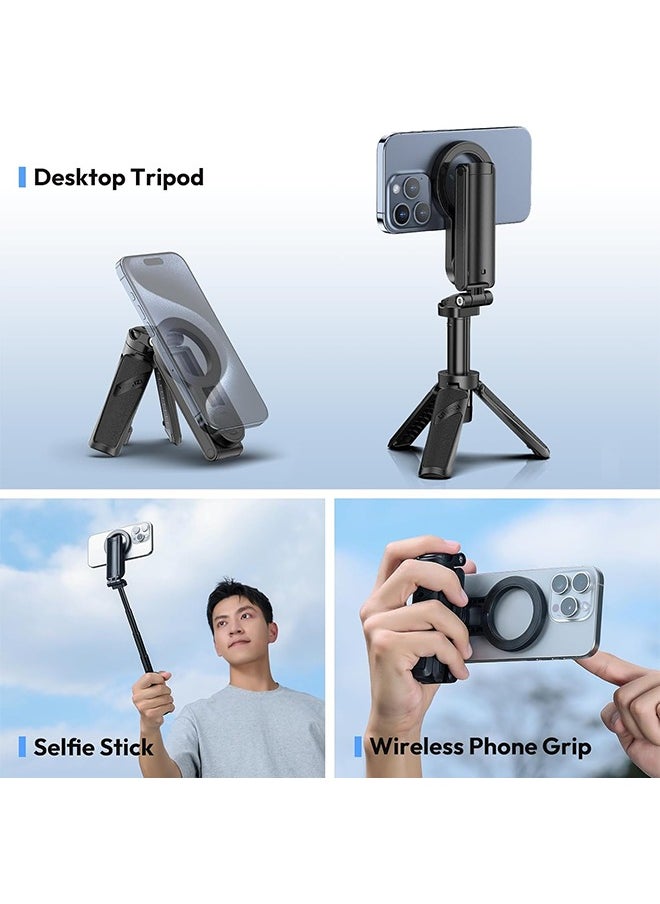 Ulanzi - ULANZI JJ03 Magnetic Tripod for Phone with Remote Control, 3-in-1 Selfie Stick Handle Grip 360° Rotation Extendable Stand for iPhone Android Phones - Image 1