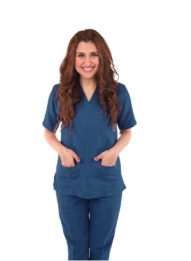APEX Dark Steel Blue Female Classic Scrub  - Image 2