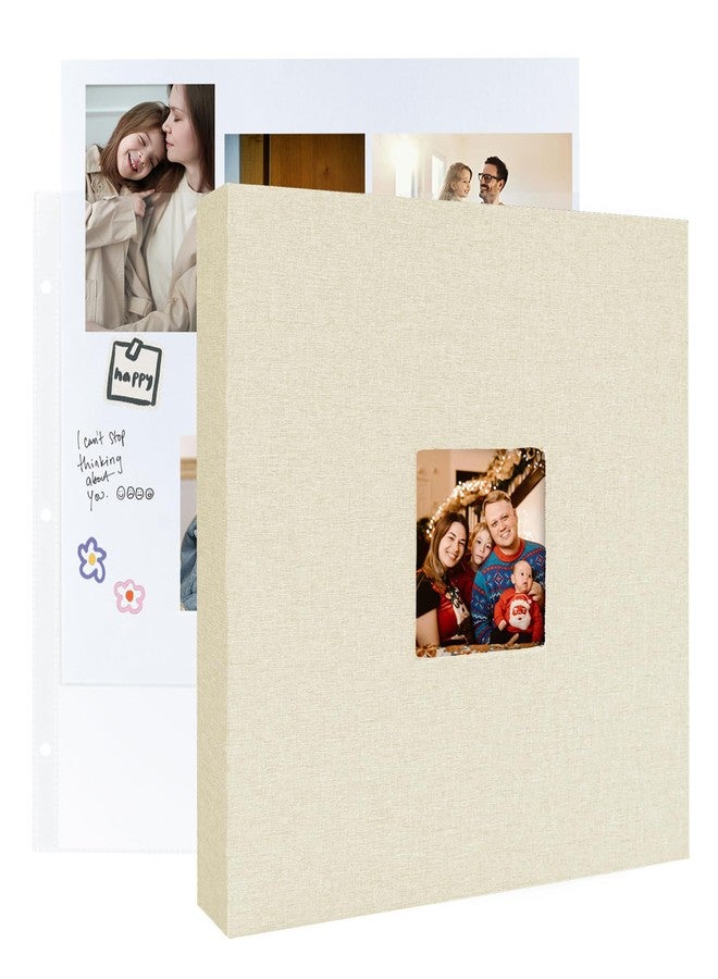 LUOCCHI 3 Ring Binder 12x12 Inch Large Scrapbook Photo Album, Linen Cover Scrap Book with 30 Plastic Sleeves 60 Pages 12 x 12 Scrapbooks White Pages for Wedding Couples Baby Travel Mothers Day Gifts(Beige) - Image 1