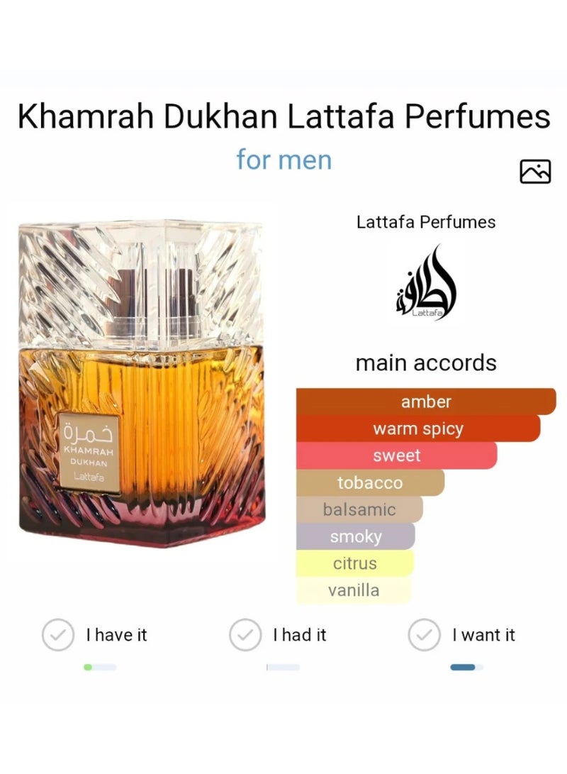 Lattafa Khamrah Dukhan Eau De Parfum -100ml - Image 5