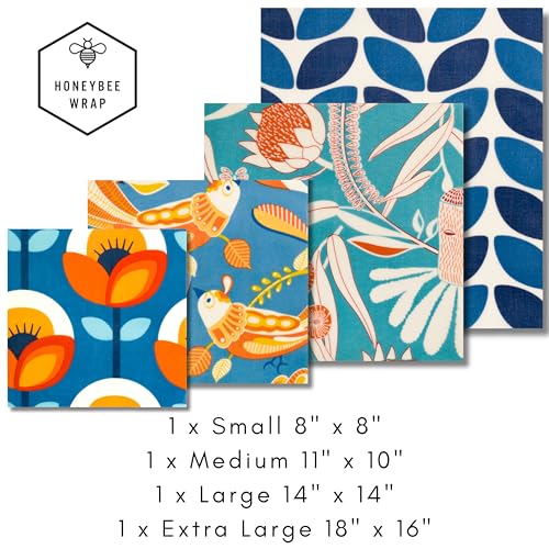 Honeybee Wrap Beeswax Wraps for Food The Kitchen Collection Organic Cotton Beeswax Wrap Reusable Beeswax Food Wrap Plastic WrapSandwich Bags Alternative 4 Pack S M L XL - Image 3