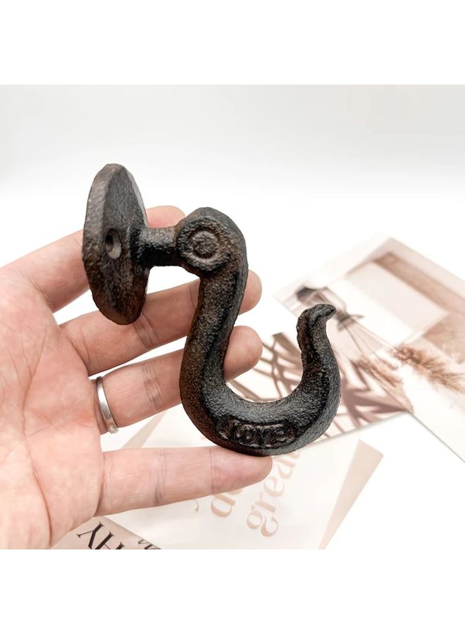 Cast Iron Hook Up Wall Mounted Coat Hanger With Screws - Image 1