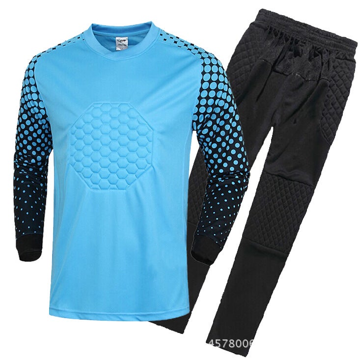 Generic Authentic Goalkeeper Suit Adult Child Thickened Sponge Protection Blue Top Trousers
