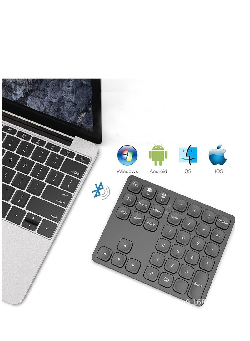 Rechargeable dual Bluetooth numeric keypad Wireless numeric keypad, 36-key Bluetooth numeric keypad, portable accounting numeric calculator, rechargeable wireless numeric keypad for laptops/desktops