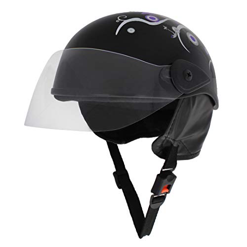 Western Era Stylish Half Face Helmet for Kids || Baby Safety and Comfort || (3-12 Years) (Design 2, Black Glossy - Blue) - Image 1