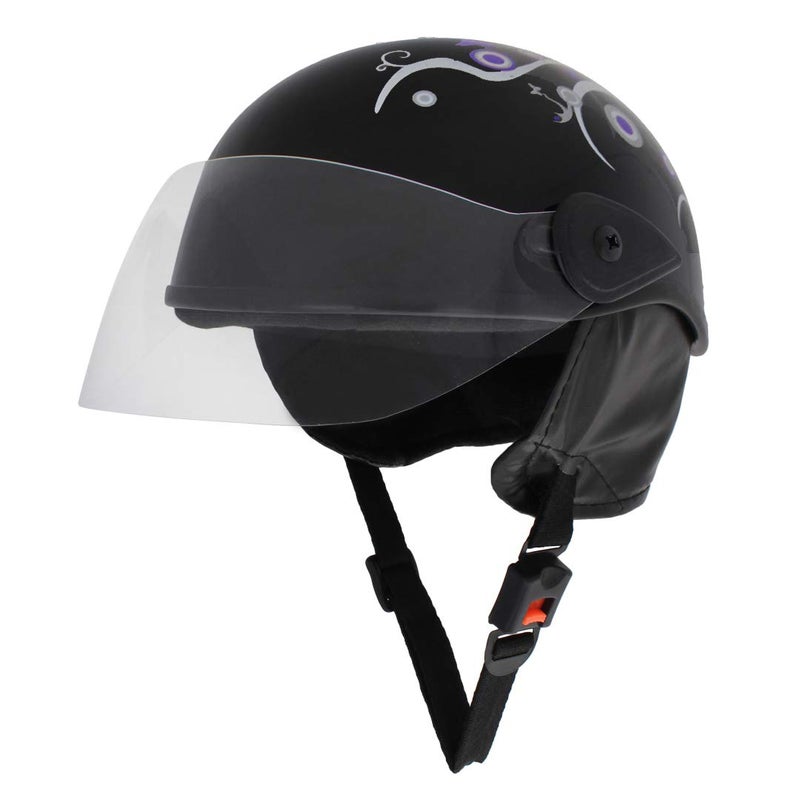 Western Era Stylish Half Face Helmet for Kids || Baby Safety and Comfort || (3-12 Years) (Design 2, Black Glossy - Blue) - Image 5