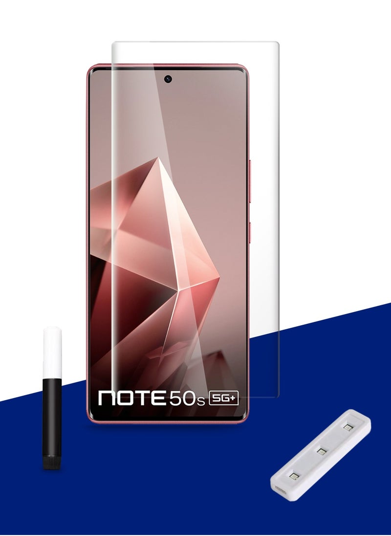 Wtech Infinix Note 50s 5G 2025 Premium Curved Edges UV Full Glue Full Cover Tempered Glass Screen Protector (MSGUCN) - Clear  - Image 1