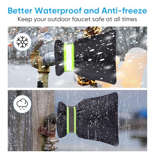 HOMETOPIA 2Pack Outdoor Faucet Covers for Winter - Pro 6.7" W x 8.3" H Outdoor Water Faucet Cover Socks for Winter Freeze Protection Pipe Insulation Reusable Waterproof Insulated Spigot backflow Cover,Black - Image 5