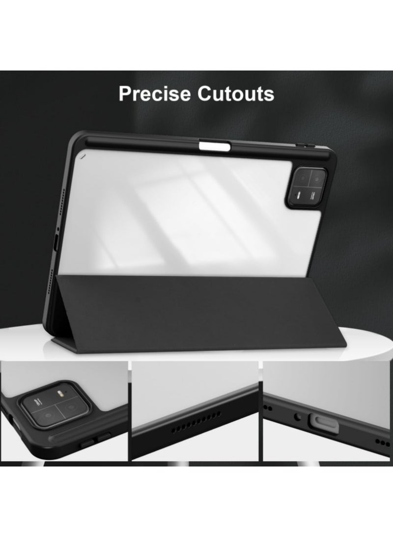 1PCS Compatible with Xiaomi Pad 6 Case 2023 Mi Pad 6 Smart Cover with Pencil Holder For xiaomi pad 6 Pro 11 inch PU Transparent Cover Funda black - Image 5