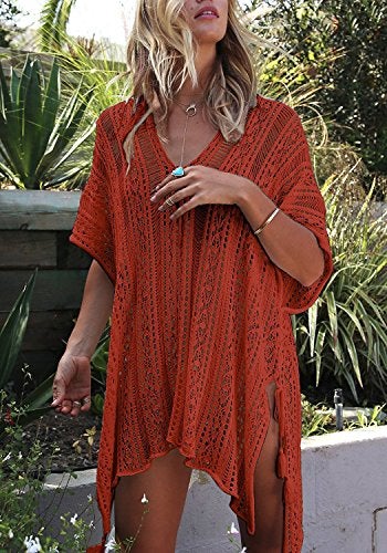 HARHAY Women's Summer Swimsuit Bikini 2023 Beach Swimwear Crochet Cover up Caramel - Image 2
