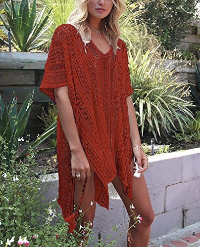 HARHAY Women's Summer Swimsuit Bikini 2023 Beach Swimwear Crochet Cover up Caramel - Image 3