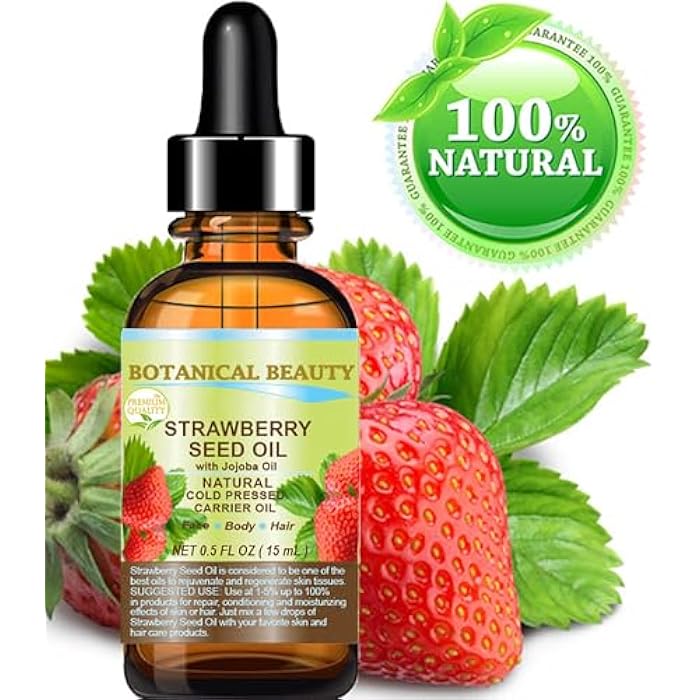 Botanical Beauty STRAWBERRY SEED OIL 100% Pure Natural Moisturizer. Cold Pressed Carrier oil. 0.5 Fl.oz.- 15 ml. For Face, Skin, Hair, Lip, Nails. Rich in Omega-3, Vitamin C, Vitamin E - Image 2