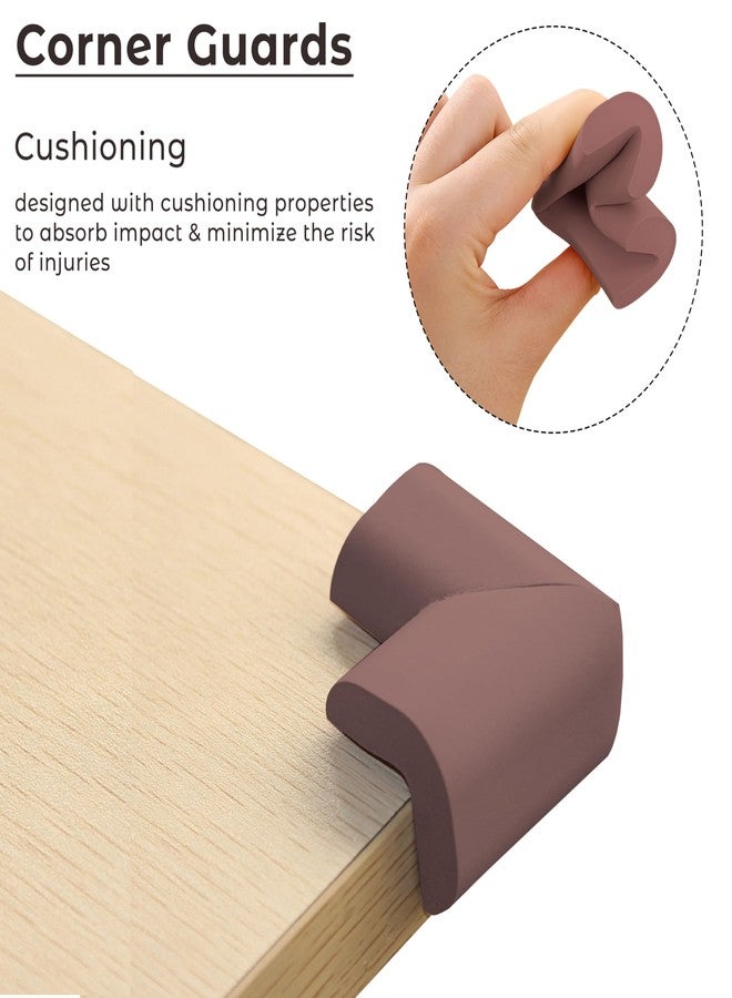 Bembika Baby Safety Corner Protector, Baby Proofing Edge & Corner Guards L-Shaped Foam Acrylic Protector for Furniture Table Glass Corner Guards for Sharp Edges-(12 Pcs)(Brown) - Image 2