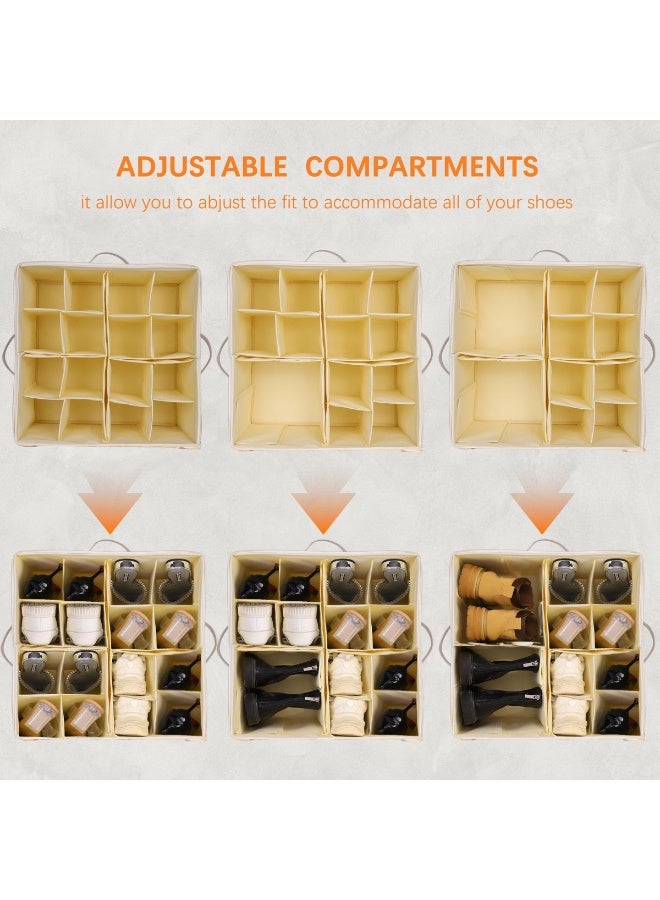 Foldable Shoe Storage Box for 16 Pairs – Space-Saving Shoe Organizer with Transparent Zipper Cover, Adjustable Dividers & Carry Handles – Closet Shoe Rack for Wardrobe, Bedroom, and Entryway - Image 5