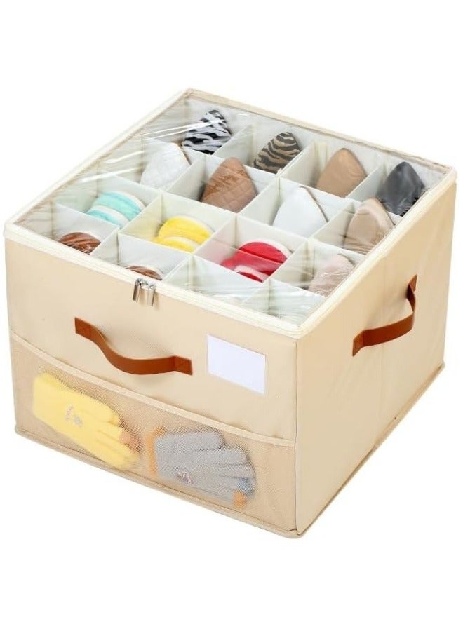 Foldable Shoe Storage Box for 16 Pairs – Space-Saving Shoe Organizer with Transparent Zipper Cover, Adjustable Dividers & Carry Handles – Closet Shoe Rack for Wardrobe, Bedroom, and Entryway - Image 1