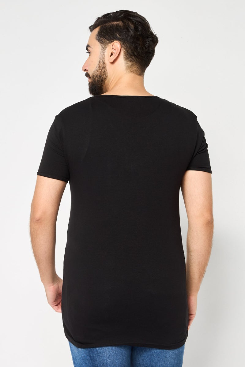 Cavalli Class Men V Neck Short Sleeve Brand Logo T-Shirt, Black - Image 4